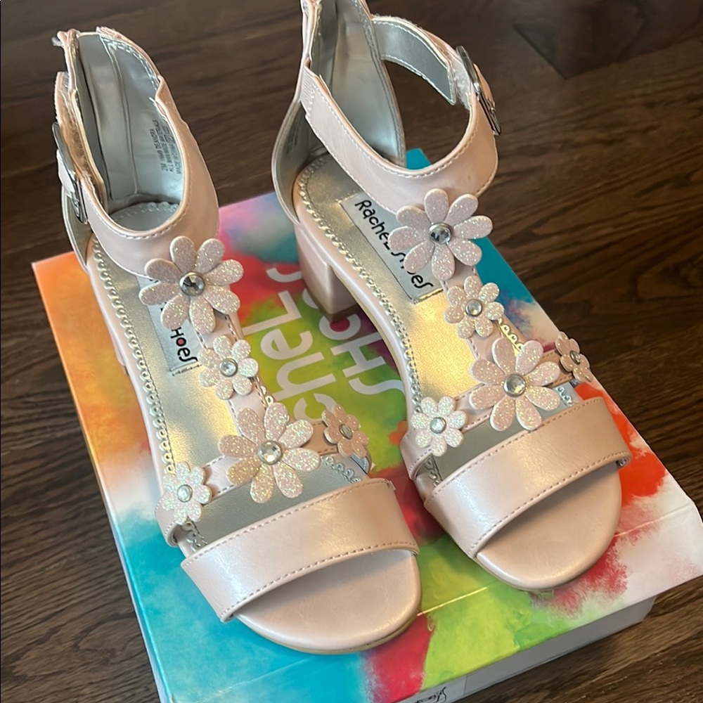 Rachel Shoes Pink Girls Floral Heeled Sandals